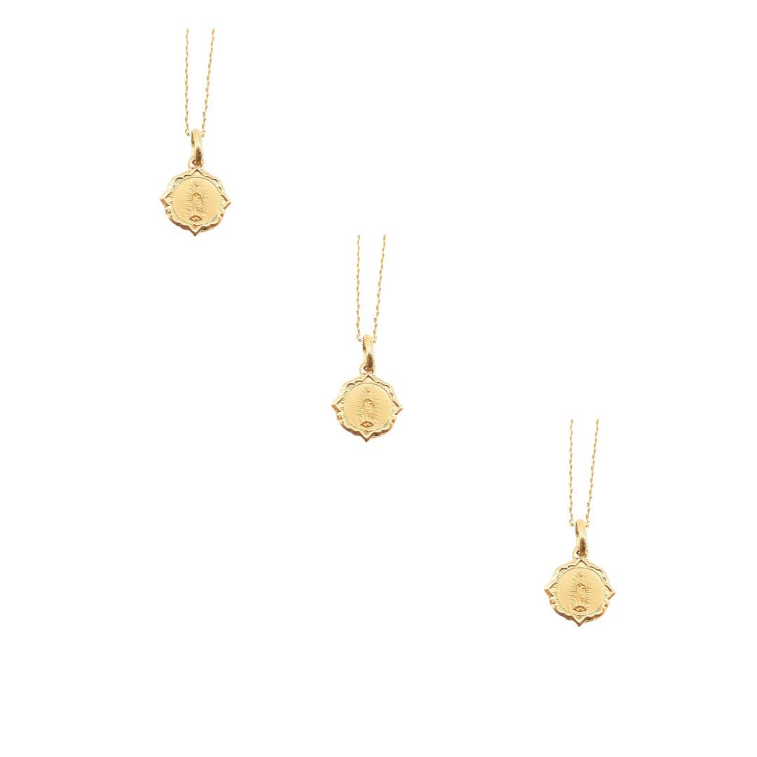 Dainty Gold Basilica Guadalupe Petite Scapular Pendant Necklace