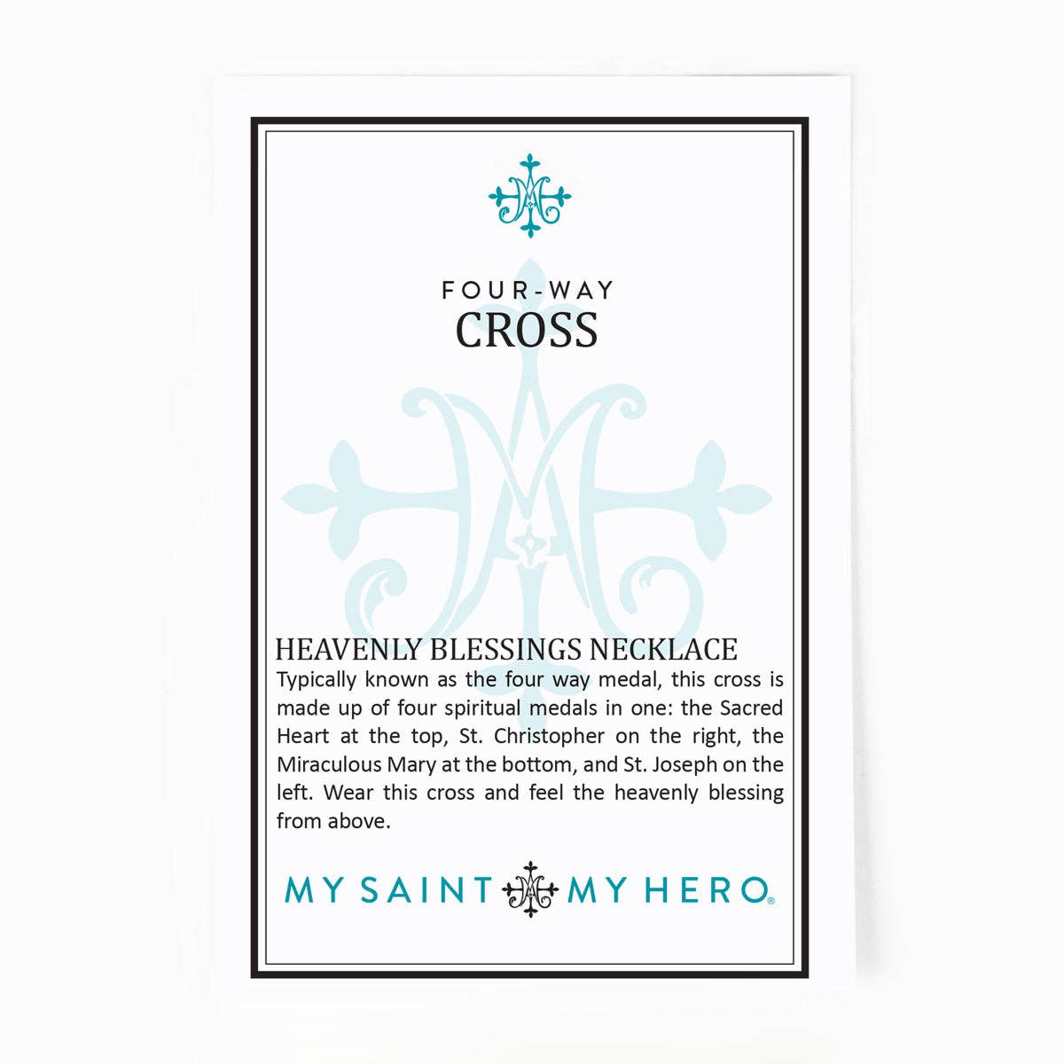 A silver 4-way cross chain necklace Display card