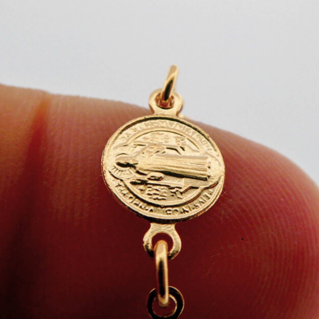 Gold-Plated St Benedict Coins Bracelet 7.5-inch