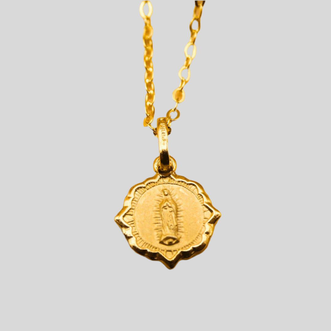 Dainty Gold Basilica Guadalupe Petite Scapular Pendant Necklace