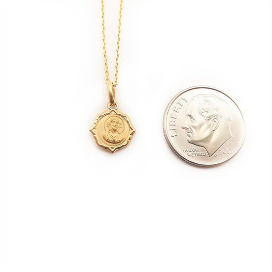 Dainty Gold Basilica Guadalupe Petite Scapular Pendant Necklace