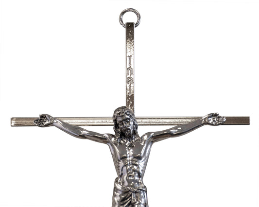 Close-up of a silver crucifix