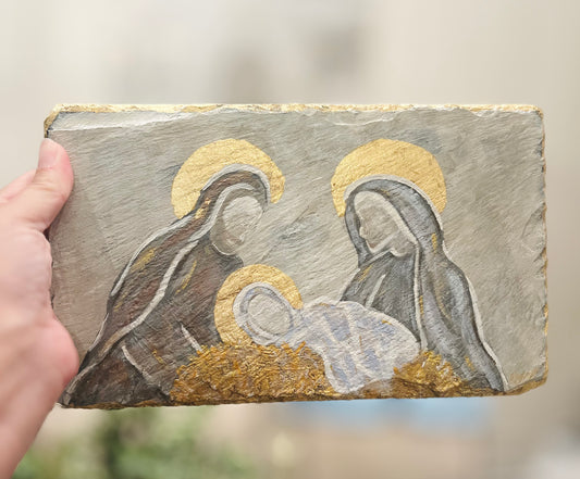 Holy Family Painted Slate Tile