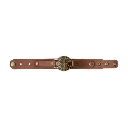 St. Benedict Leather Wristband