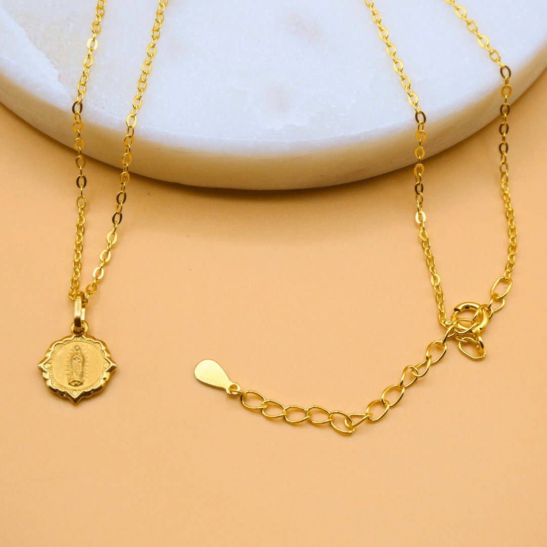 Dainty Gold Basilica Guadalupe Petite Scapular Pendant Necklace