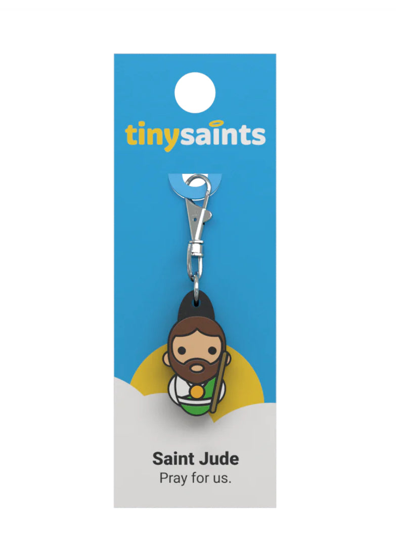 Tiny Saint Charm keychain featuring St. Jude