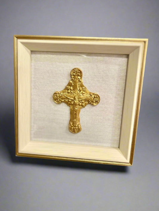 Crucifix Framed Intaglio Art