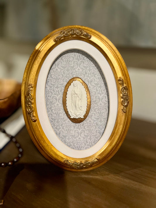 Our Lady of Guadalupe Oval-Framed Intaglio Art