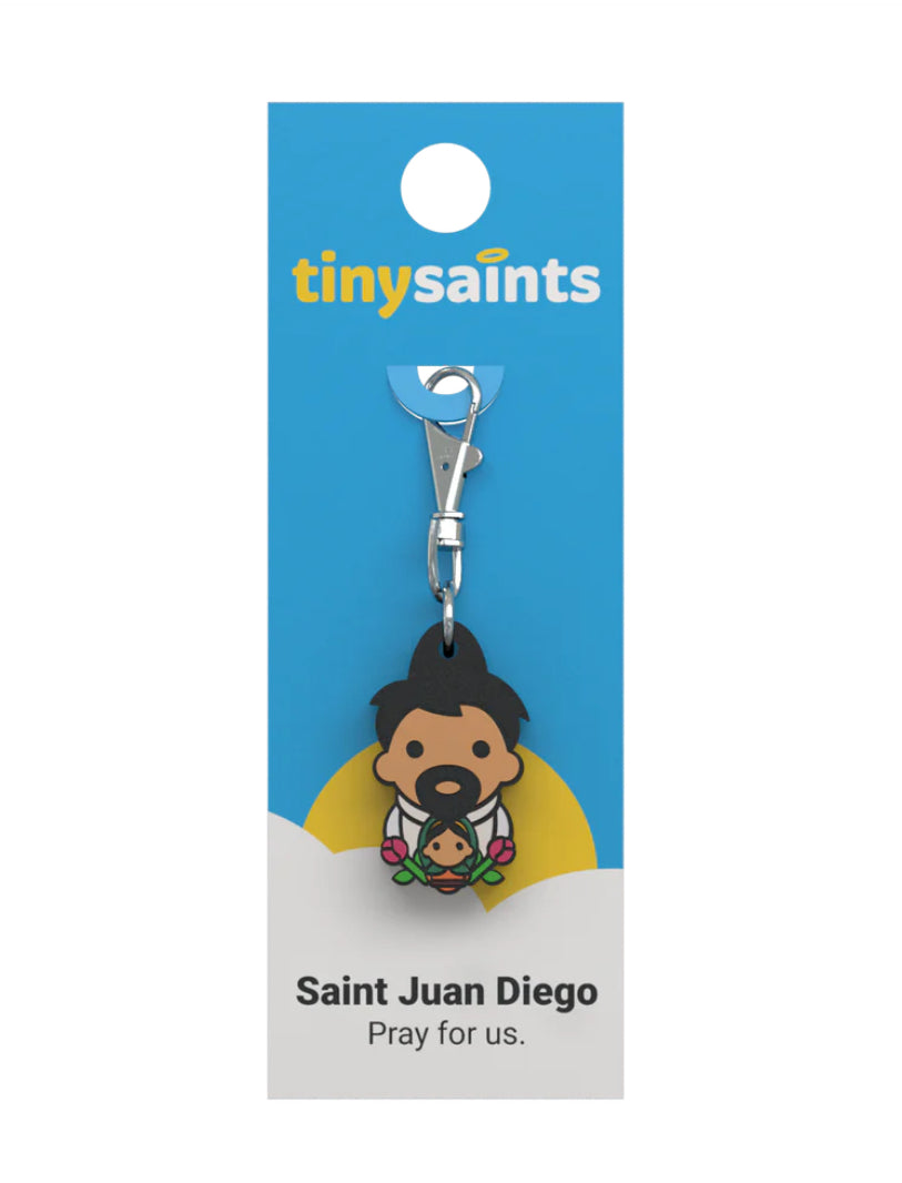 Tiny Saint Charm keychain featuring St. Juan Diego