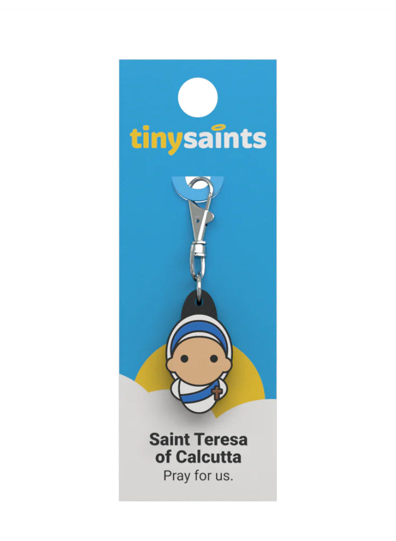 Tiny Saint Charm keychain featuring St. Teresa of Calcutta