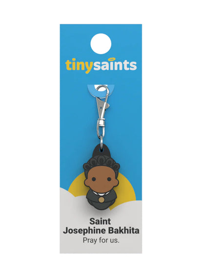 Tiny Saint Charm keychain featuring St. Josephine Bakhita