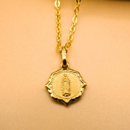 Dainty Gold Basilica Guadalupe Petite Scapular Pendant Necklace