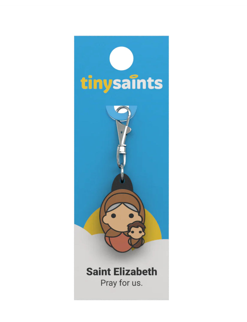 Tiny Saint Charm keychain featuring St. Elizabeth 
