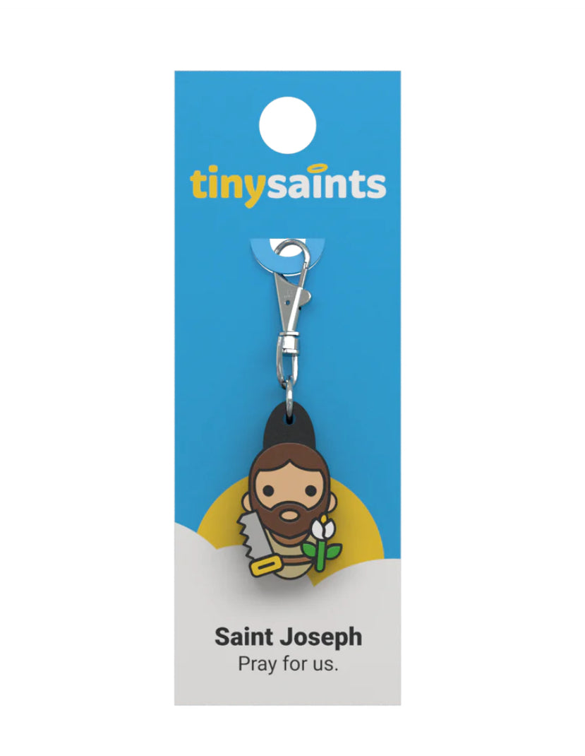 Tiny Saint Charm keychain featuring St. Joseph