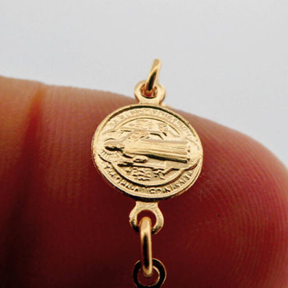 Gold-Plated St Benedict Coins Bracelet 7.5-inch