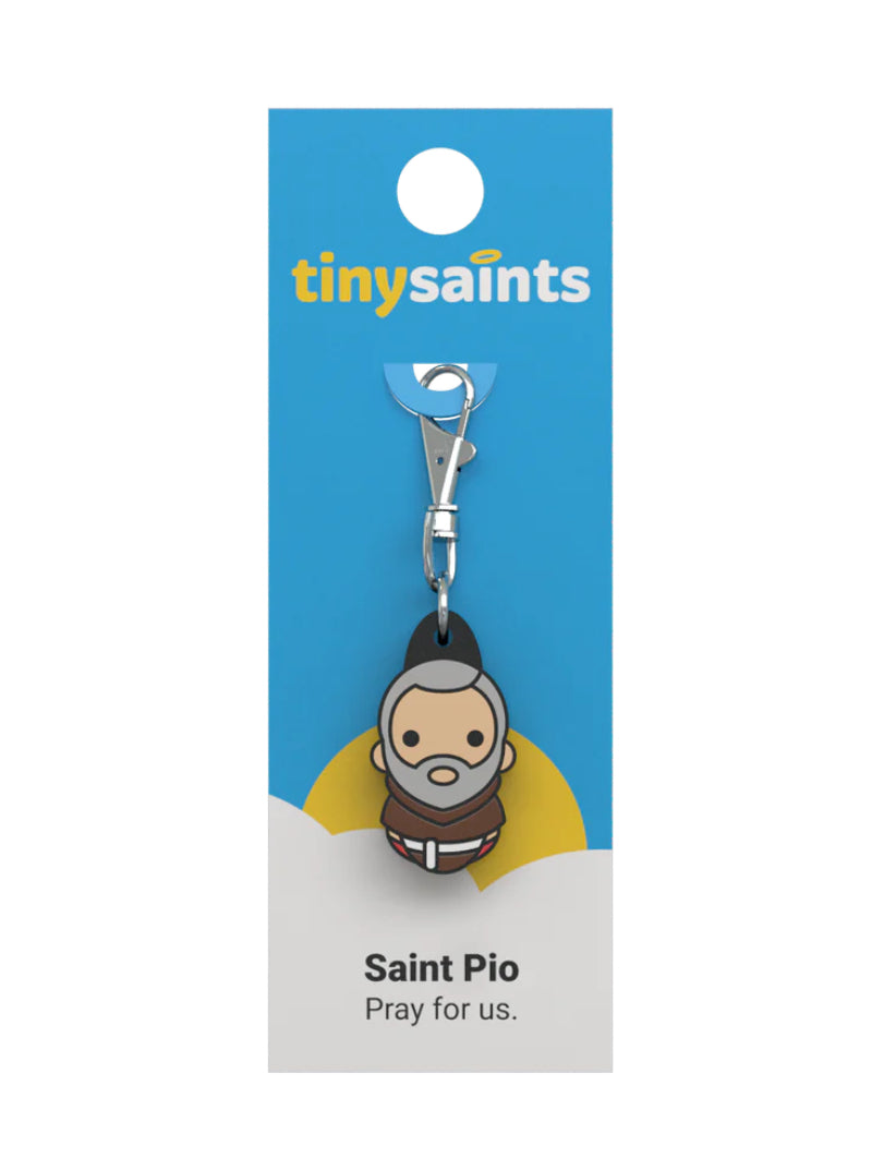 Tiny Saint Charm keychain featuring St. Padre Pio