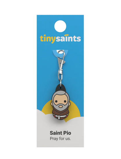 Tiny Saint Charm keychain featuring St. Padre Pio