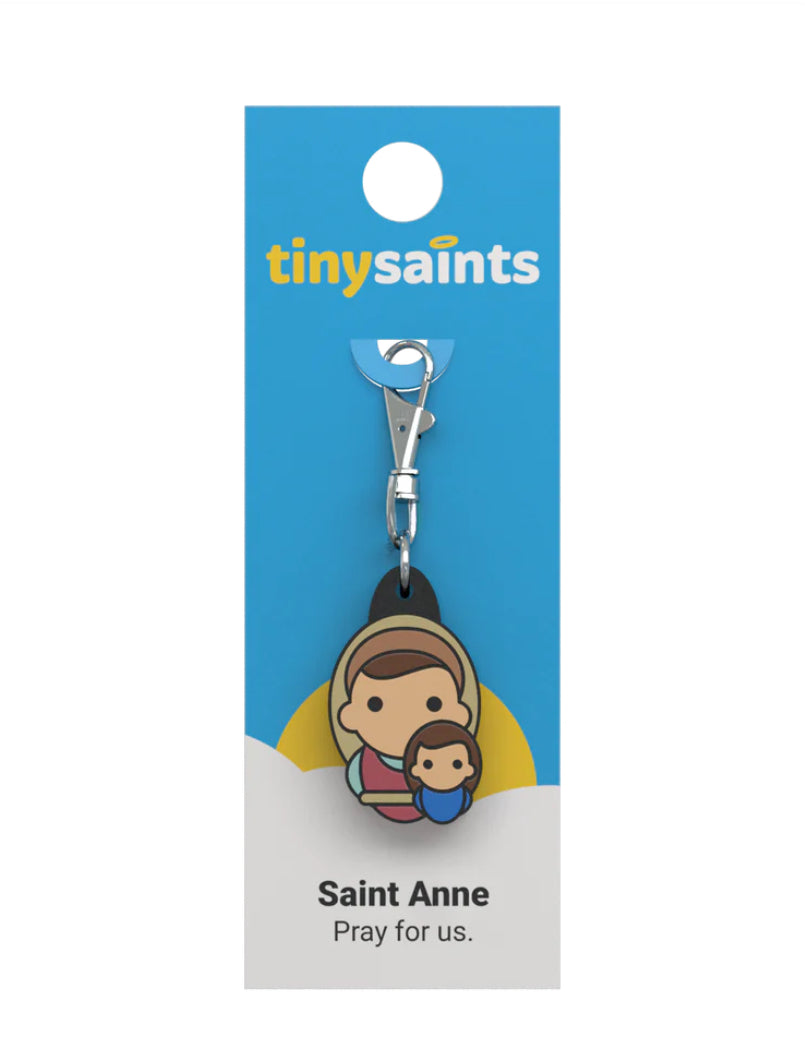Tiny Saint Charm keychain featuring Saint Anne
