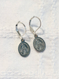 Mini Miraculous Medal Earrings in Silver