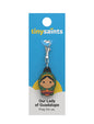 Tiny Saint Charm keychain featuring Our Lady of Guadalupe