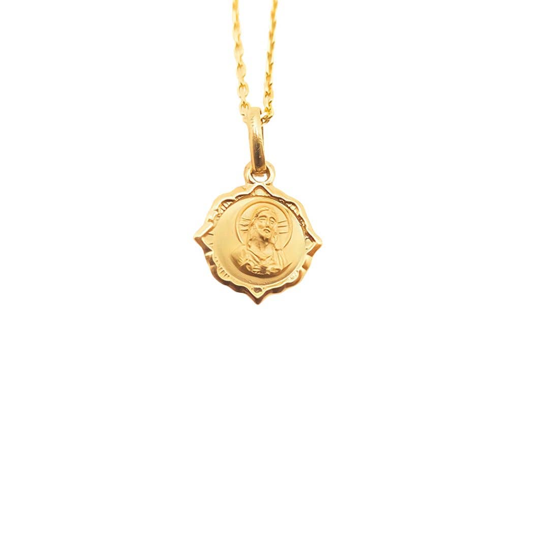 Dainty Gold Basilica Guadalupe Petite Scapular Pendant Necklace
