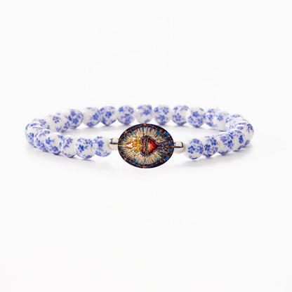 HOLY WATER SACRED HEART BRACELET - Porcelain Beads